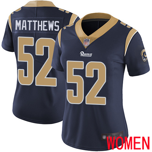 Los Angeles Rams Limited Navy Blue Women Clay Matthews Home Jersey NFL Football #52 Vapor Untouchable